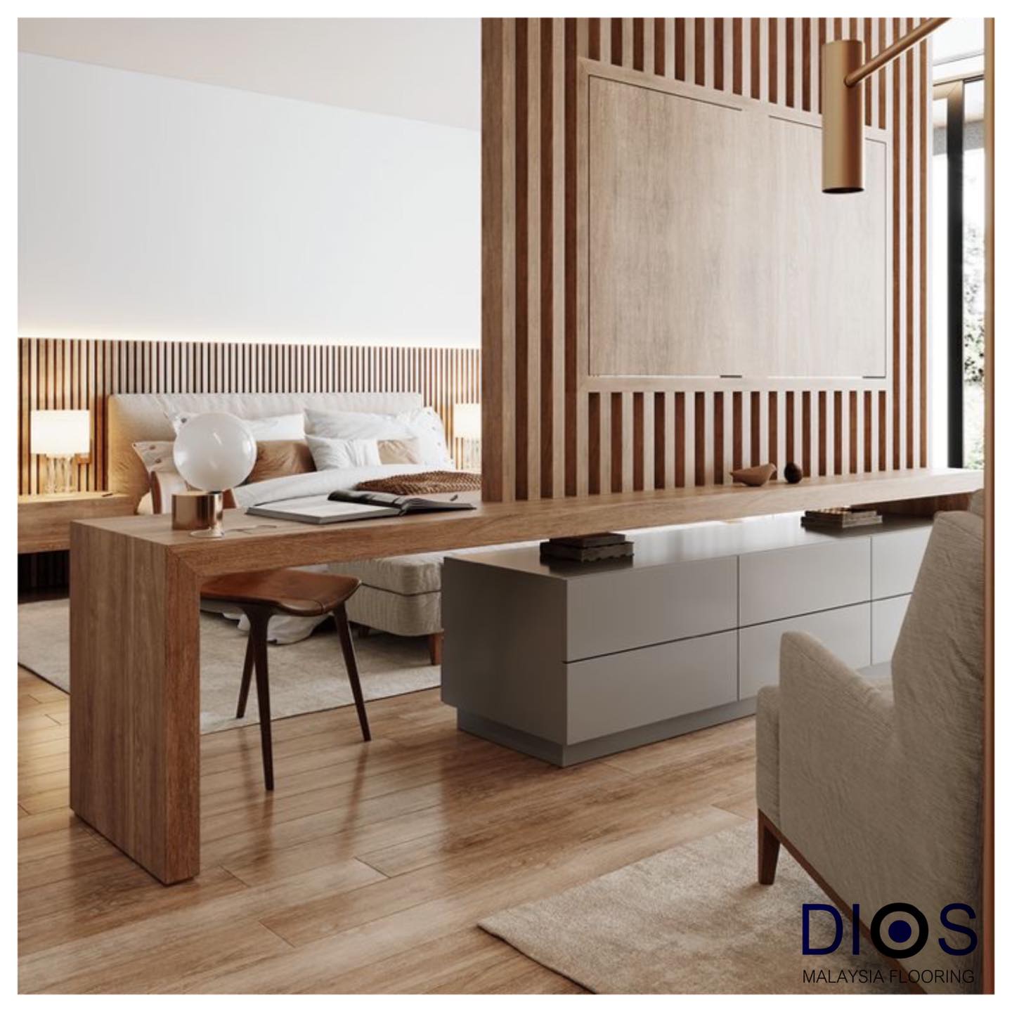 Sàn gỗ DIOS xuất xứ từ Malaysia có khả năng chịu lực tốt, phù hợp với khí hậu Việt Nam.